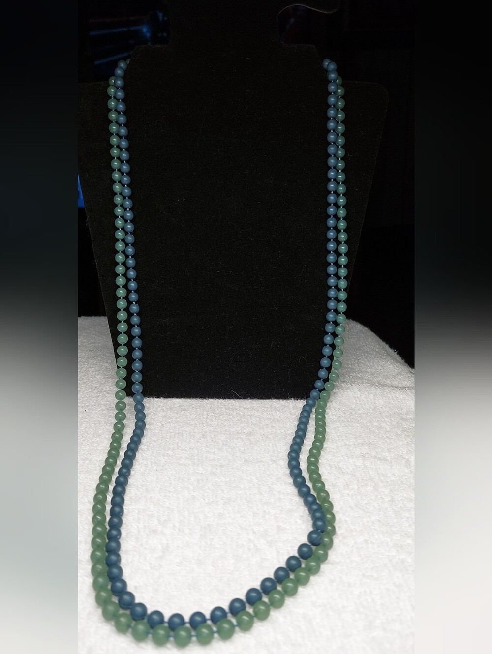 Sarah Coventry Green and Blue Pearlish Beaded Necklace - Women Jewelry